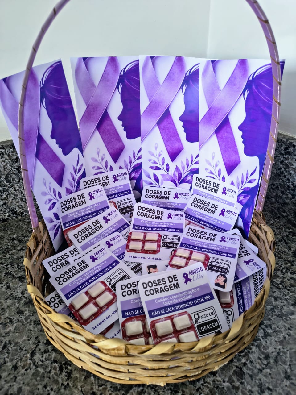 Materiais da campanha Agosto Lilás