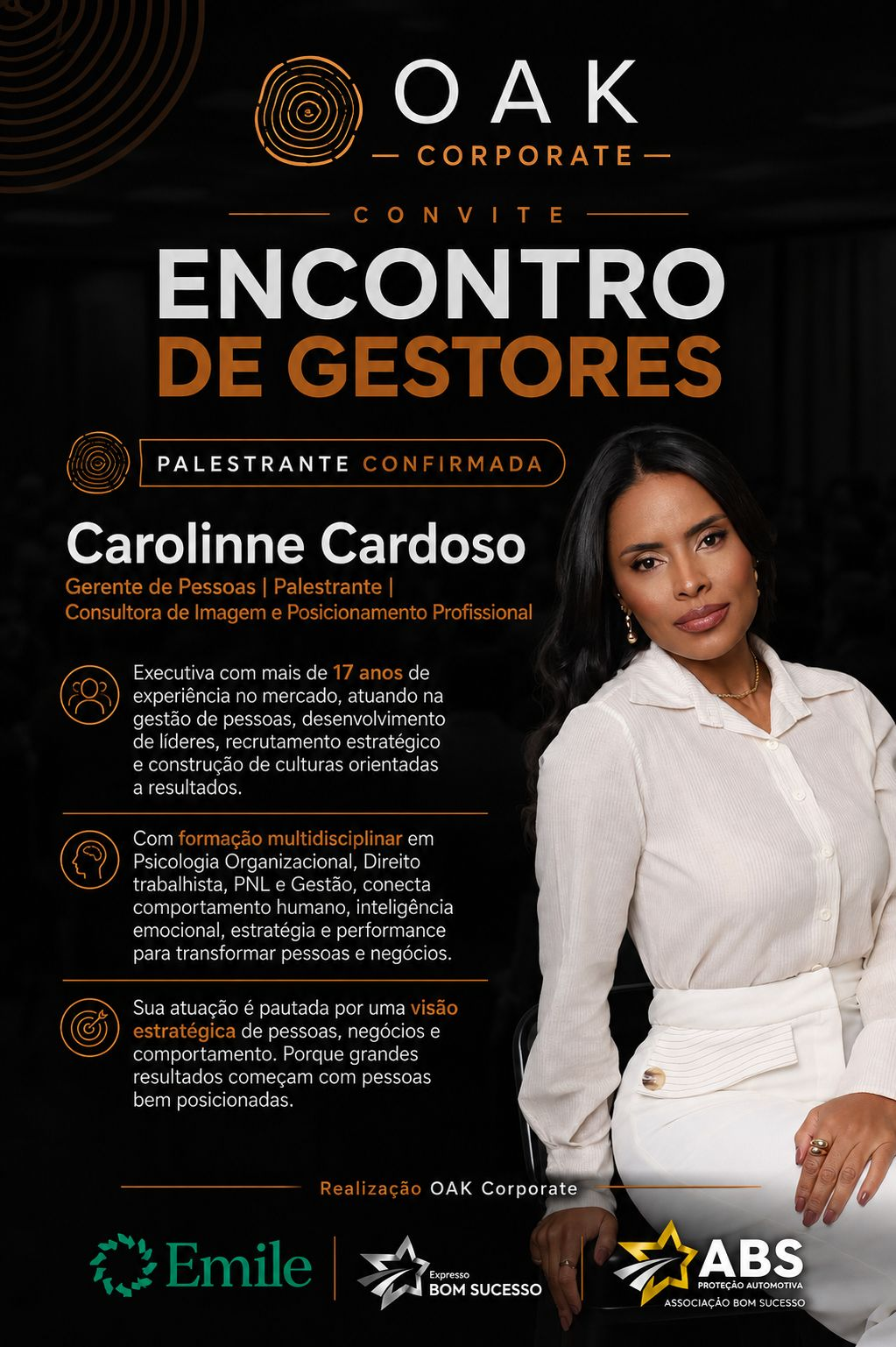 Carolinne Cardoso, palestrante do Encontro de Gestores